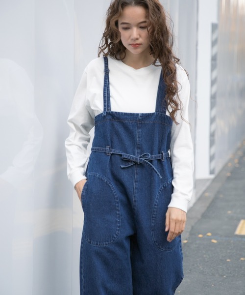 niko and…（ニコアンド） オーバーオール LARGE インディゴブルー