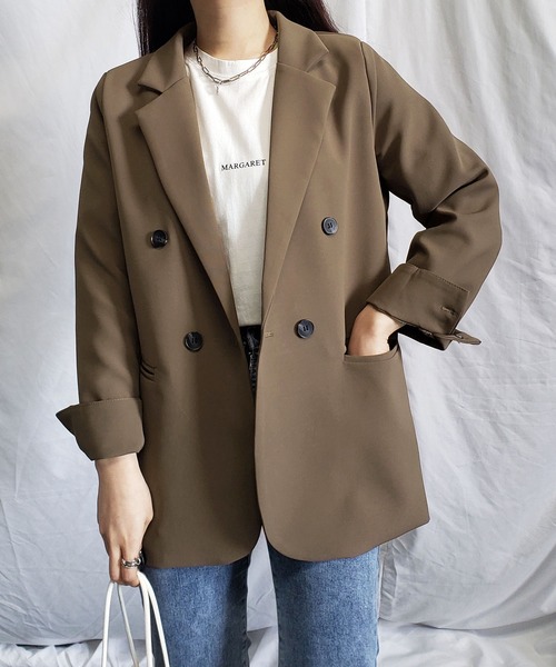 「me+em select」 テーラードジャケット LARGE グレー レディース_画像3