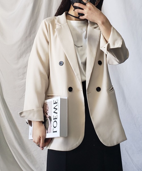 「me+em select」 テーラードジャケット LARGE グレー レディース_画像7