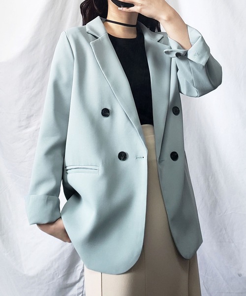 「me+em select」 テーラードジャケット LARGE グレー レディース_画像8