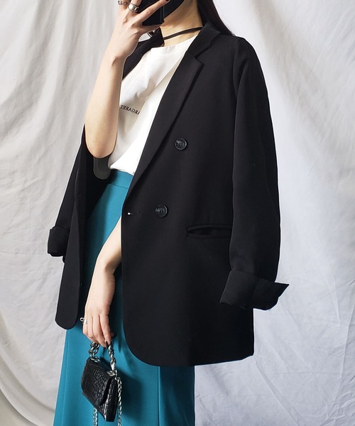 「me+em select」 テーラードジャケット LARGE グレー レディース_画像9