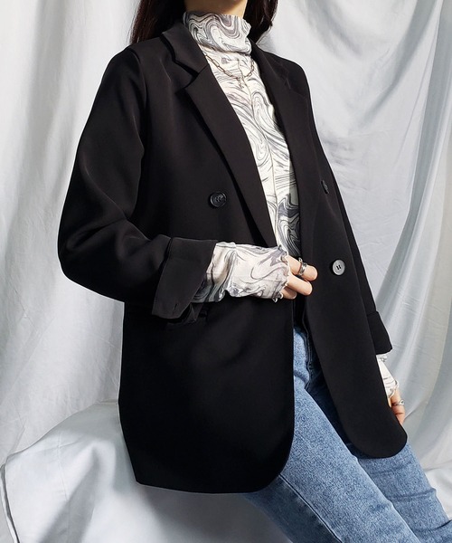 「me+em select」 テーラードジャケット LARGE グレー レディース_画像10