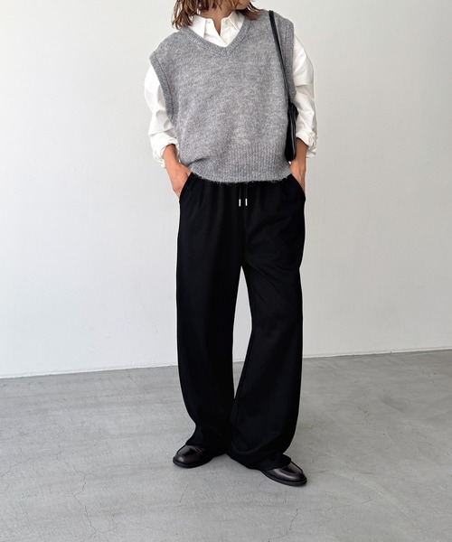 「CANAL JEAN」 「El mar」イージーパンツ ONE SIZE グレー レディース_画像4