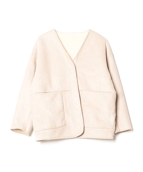 URBAN RESEARCH ノーカラージャケットサイズ36 ベージュ SENSE OF PLACE by URBAN RESEARCH ノーカラージャケット FREE