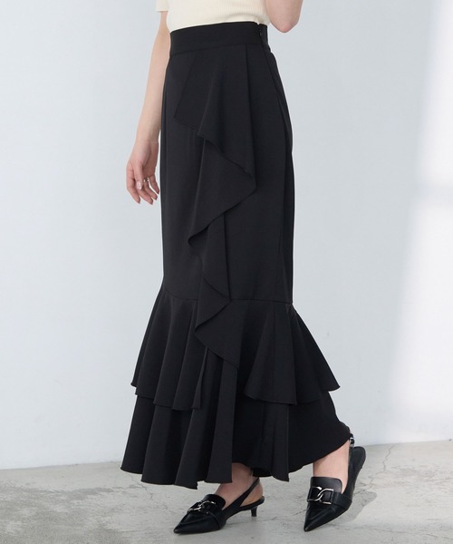 Elishe スカート アシメラッフルロングスカート : ZOZOTOWN Yahoo!店