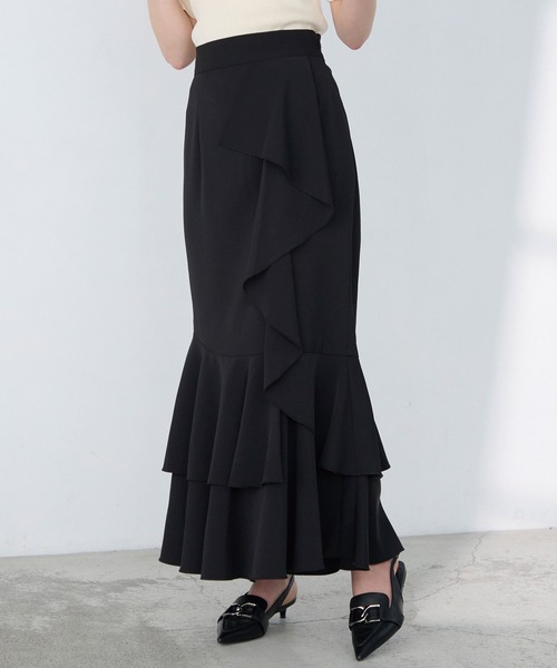 Elishe スカート アシメラッフルロングスカート : ZOZOTOWN Yahoo!店