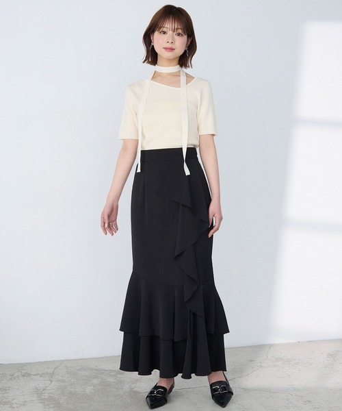 Elishe スカート アシメラッフルロングスカート : ZOZOTOWN Yahoo!店