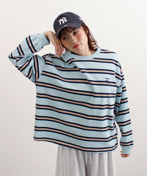 tシャツ ロゴ刺繍ボーダーロンT レディース : ZOZOTOWN Yahoo!店
