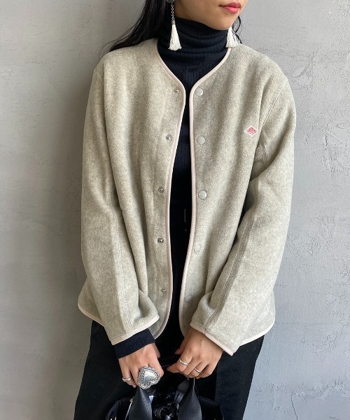 DANTON ダントン ノーカラージャケット ベージュ 38 モッサコート Danton（ダントン） ノーカラージャケット 38 グレイッシュベージュ