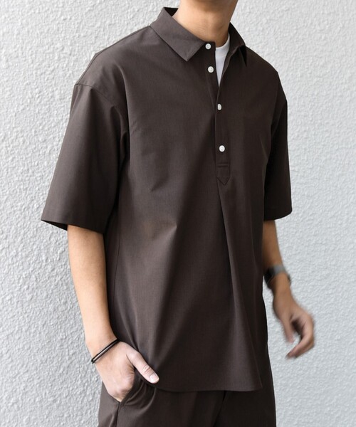 美品✨PLEATS PLEASE ブラック　異種素材　シャツ　半袖　ボタン SHIPS any シャツ any:「吸水速乾」Rapidry ボタンダウン レギュラー