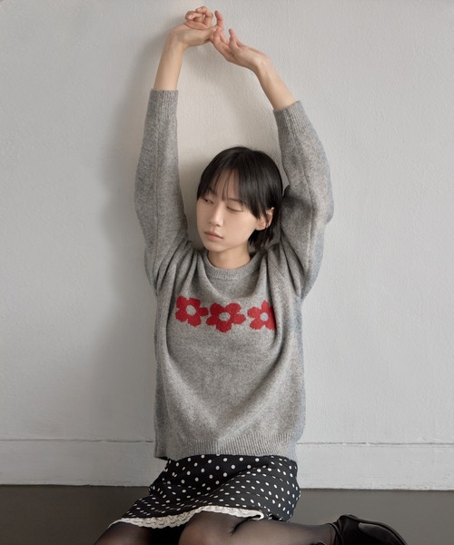 「UNE MANSION」 長袖ニット FREE ネイビー レディース_画像2