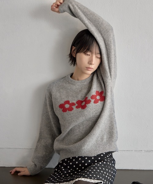 「UNE MANSION」 長袖ニット FREE ネイビー レディース_画像3
