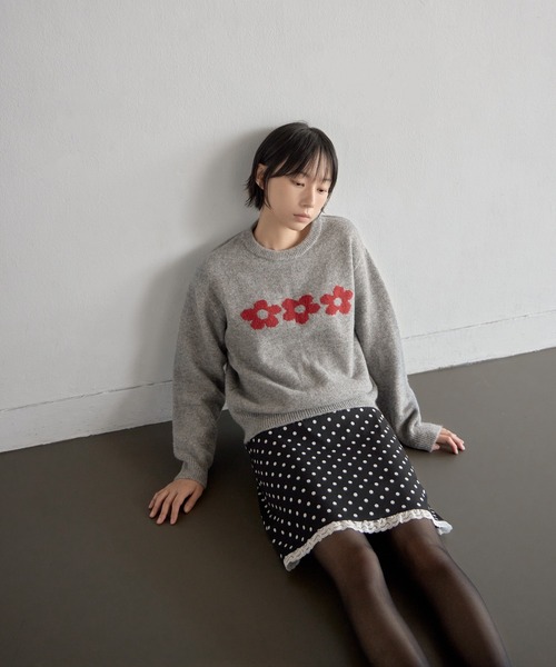 「UNE MANSION」 長袖ニット FREE ネイビー レディース_画像5