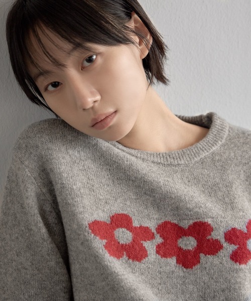 「UNE MANSION」 長袖ニット FREE ネイビー レディース_画像6