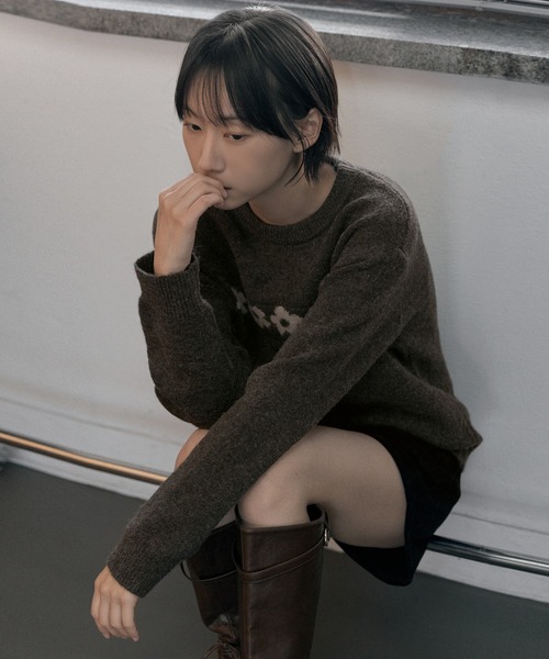 「UNE MANSION」 長袖ニット FREE ネイビー レディース_画像9
