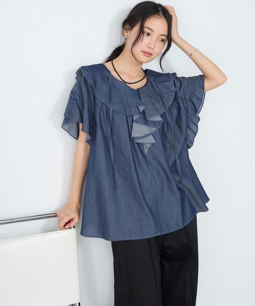 forksy.（フォルクシー） ブラウス シャツ 「forksy.」ラッフルフリル