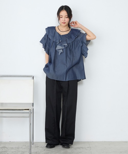forksy.（フォルクシー） ブラウス シャツ 「forksy.」ラッフルフリル