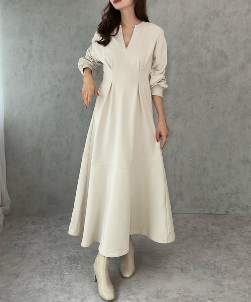 「junoah」 長袖ワンピース LARGE アイボリー レディース_画像5