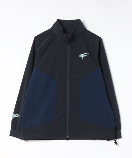 【ビームスゴルフ】ジャケット　ブルゾン　ネイビー　ロゴ総柄　L　ダブルジップ BEAMS GOLF（ビームス ゴルフ） ブルゾン LARGE ネイビー メンズ