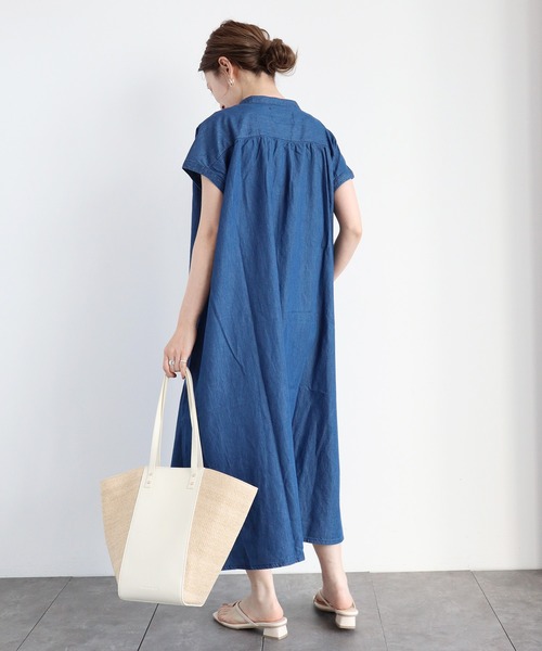 「AMERICAN HOLIC」 ノースリーブワンピース LARGE インディゴブルー レディース_画像4