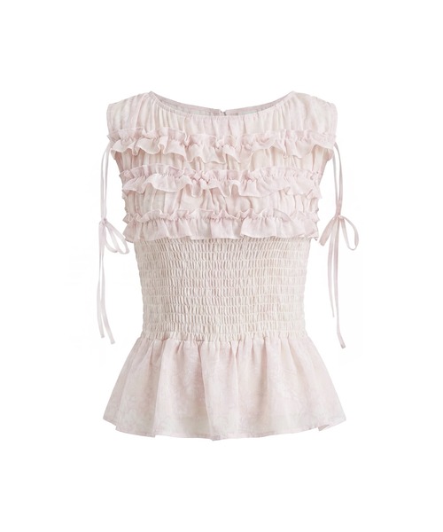 東京先行販売 ロゼミューズ flower shirring setup Rose Muse（ロゼミューズ） セットアップ Flower shirring set up