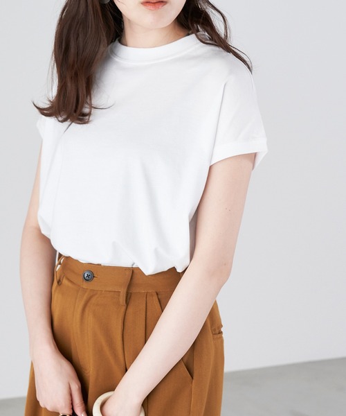 Tシャツ Tシャツ モックネックフレンチスリーブtシャツ Tシャツ Tシャツ モックネックフレンチスリーブtシャツ