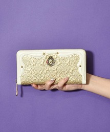 ANNA SUI アナスイ 長財布 セルパン ジップ ラウンド長財布 ゴールド ANNA SUI アナスイ 長財布 ラウンドファスナー 本革 レディース