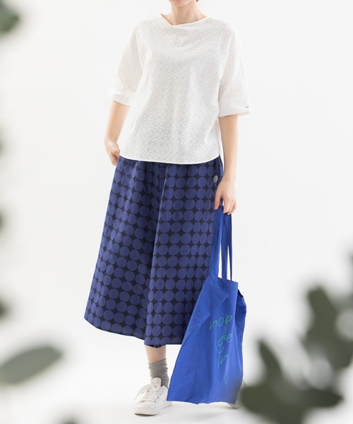 ブラウス シャツ Cloche misc 5分袖ノーカラーブラウス レディース nop de nod ブラウス シャツ Cloche misc 5分袖ノーカラー