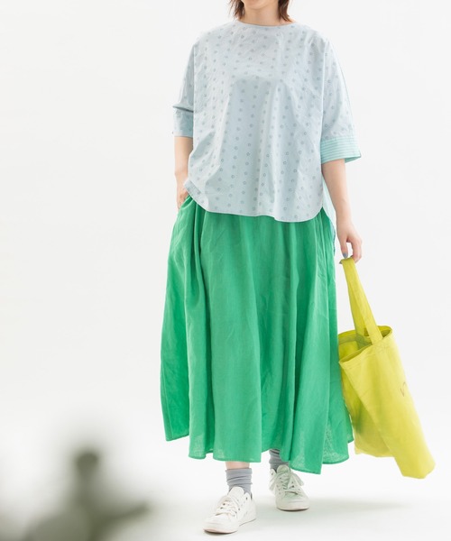 ブラウス シャツ Cloche misc 5分袖ノーカラーブラウス レディース nop de nod ブラウス シャツ Cloche misc 5分袖ノーカラー