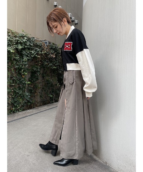 ENVYM スカート タックプリーツラップSK レディース