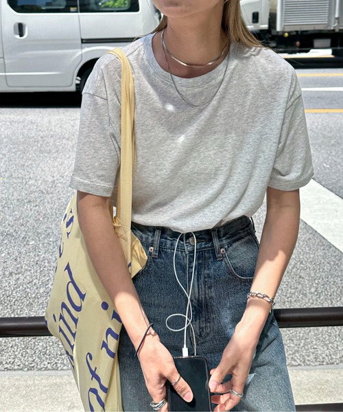feepur tシャツ スラブ調ロゴ刺繍シアーTee レディース