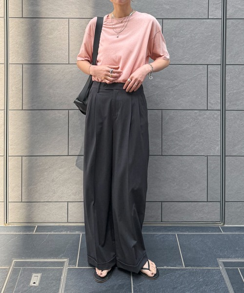 feepur tシャツ スラブ調ロゴ刺繍シアーTee レディース