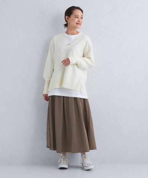 新品タグ付　グリーンレーベルリラクシング　タックフレアスカート　ベージュ　38 green label relaxing スカート ナイロン タック フレア