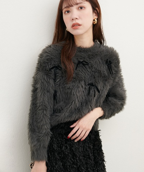 ニット セーター ベロアリボンフェザーニット レディース ベロアリボンフェザーニット（ニット/セーター）｜Girly Doll