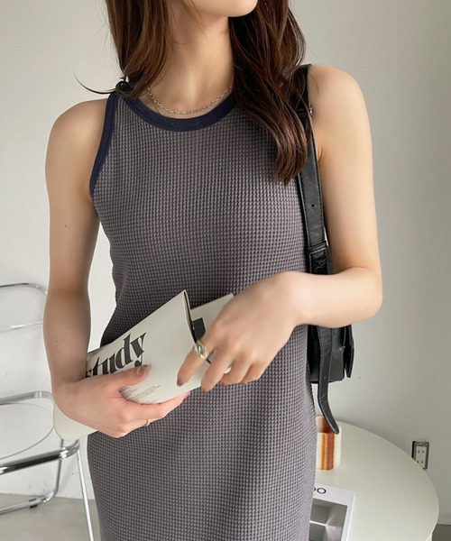 Ada. ワンピース バイカラーデザイン アメスリ ワッフル ワンピース