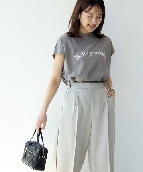 tシャツ 強撚天竺ノースリロゴカットソー レディース Jines tシャツ 強撚天竺ノースリロゴカットソー レディース