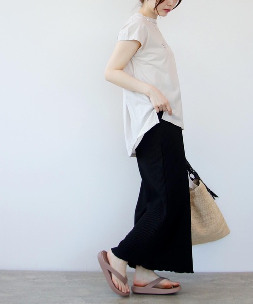 Jines tシャツ 強撚天竺ノースリロゴカットソー レディース