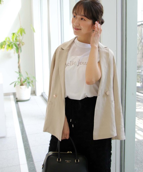 tシャツ 強撚天竺ノースリロゴカットソー レディース Jines tシャツ 強撚天竺ノースリロゴカットソー レディース
