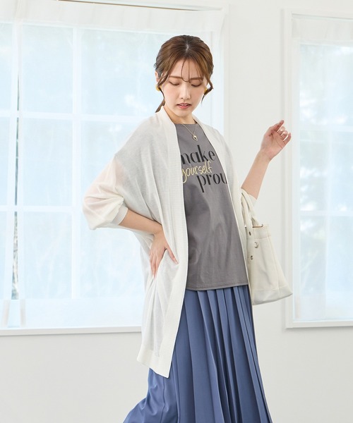 NICOLE white（ニコルホワイト） カーディガン 接触冷感 シアーニット