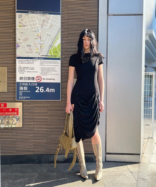 VIAVANDA ワンピース 半袖 DROOP LINE TEE DRESS : ZOZOTOWN Yahoo!店