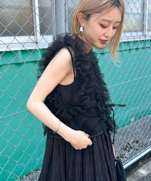 By/m ベスト ジレ 「By/m/バイエム」 2WAY チュールフリルベスト