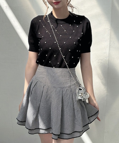 Bibiy. ♡ グレーセーター フリル付き She's Closet ニット セーター ビスチェ風シアーレイヤードチュール