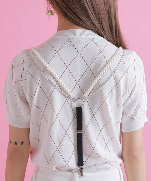 Diable baiser（ディアブルベーゼ） ニット セーター ダイヤ柄ビジュー