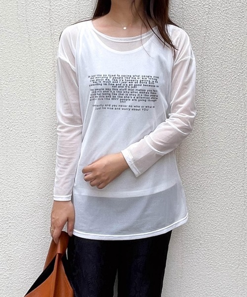 tシャツ シアーロゴロンT レディース tシャツ シアーロゴプリントロンT「手洗い可能」 レディース