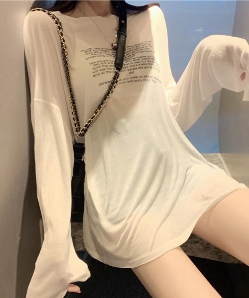 tシャツ シアーロゴプリントロンT「手洗い可能」 レディース