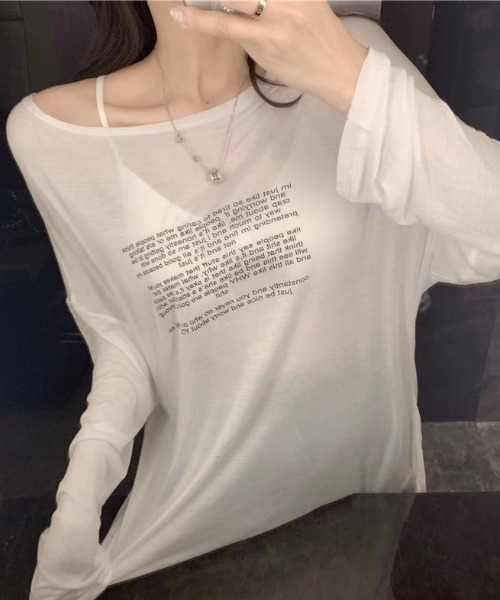 レタープリント シアー長袖Tシャツ chuclla｜レタープリント シアー長袖Tシャツ LON24a058