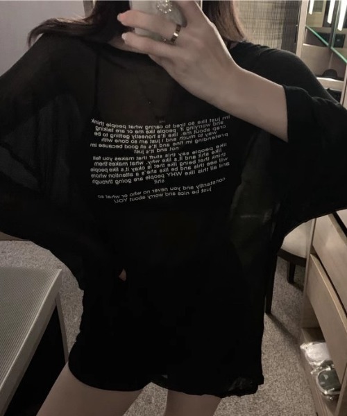 tシャツ シアーロゴプリントロンT「手洗い可能」 レディース