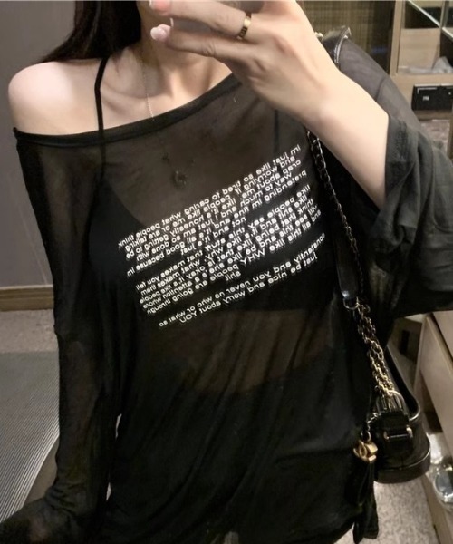 tシャツ シアーロゴロンT レディース tシャツ シアーロゴプリントロンT「手洗い可能」 レディース