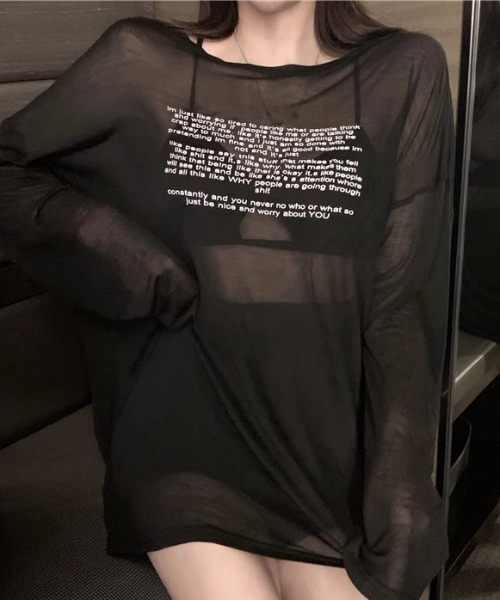 tシャツ シアーロゴプリントロンT「手洗い可能」 レディース