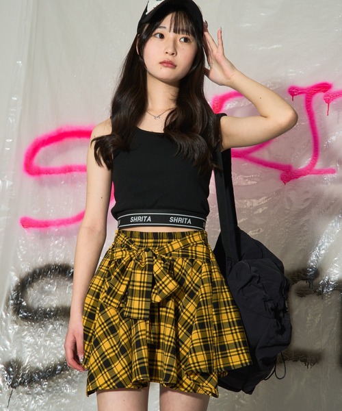shrita（シュリータ） タンクトップ 肌着 カップ付きロゴクロップド
